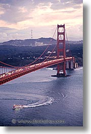 boats, bridge, california, golden gate, golden gate bridge, national landmarks, san francisco, vertical, west coast, western usa, photograph