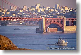 boats, bridge, california, golden gate, golden gate bridge, horizontal, national landmarks, san francisco, west coast, western usa, photograph
