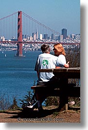 bridge, california, couples, golden gate, golden gate bridge, national landmarks, san francisco, vertical, views, west coast, western usa, photograph