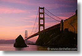bridge, california, dawn, golden gate, golden gate bridge, horizontal, national landmarks, san francisco, west coast, western usa, photograph