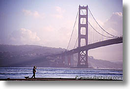 bridge, california, dogs, golden gate, golden gate bridge, horizontal, national landmarks, san francisco, west coast, western usa, photograph