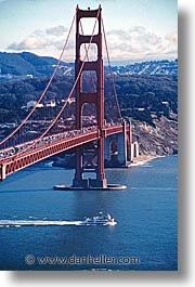 bridge, california, ferry, golden gate, golden gate bridge, national landmarks, san francisco, vertical, west coast, western usa, photograph