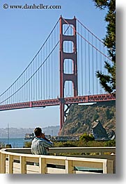 bridge, california, cell phone, golden gate, golden gate bridge, men, national landmarks, san francisco, vertical, west coast, western usa, photograph