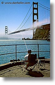 bridge, california, fishermen, golden gate, golden gate bridge, national landmarks, san francisco, seated, vertical, west coast, western usa, photograph