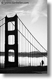 black and white, bridge, california, golden gate, golden gate bridge, national landmarks, san francisco, silhouettes, vertical, west coast, western usa, photograph