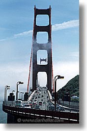 bridge, california, golden gate, golden gate bridge, national landmarks, san francisco, traffic, vertical, west coast, western usa, photograph