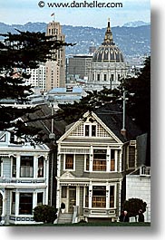 california, city hall, homes, san francisco, sisters, vertical, victorians, west coast, western usa, photograph