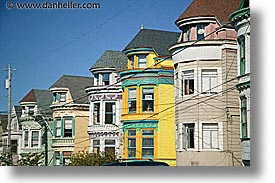 california, colored, homes, horizontal, houses, san francisco, west coast, western usa, wires, photograph