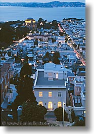 california, homes, houses, illuminated, san francisco, vertical, west coast, western usa, photograph