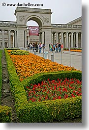 california, flowers, gardens, legion of honor, museums, pedestrians, people, san francisco, vertical, west coast, western usa, photograph