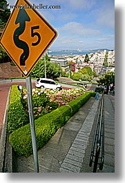 california, lombard street, mph, san francisco, signs, vertical, west coast, western usa, photograph