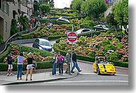 california, horizontal, lombard, lombard street, san francisco, streets, tourists, west coast, western usa, photograph
