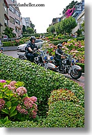 california, lombard, lombard street, motorcycles, police, san francisco, streets, vertical, west coast, western usa, photograph