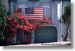 california, flags, garage, horizontal, san francisco, west coast, western usa, photograph