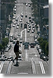 busy, california, cars, pedestrians, people, san francisco, streets, traffic, vertical, walking, west coast, western usa, photograph