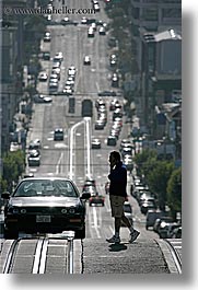 busy, california, cars, pedestrians, people, san francisco, streets, traffic, vertical, walking, west coast, western usa, photograph