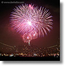 california, coit, fireworks, long exposure, nite, san francisco, square format, towers, west coast, western usa, photograph