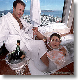 bathtub, bubbles, california, people, san francisco, square format, tub, west coast, western usa, photograph