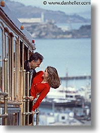 cable car, california, couples, fun, happy, men, people, san francisco, vertical, west coast, western usa, womens, photograph