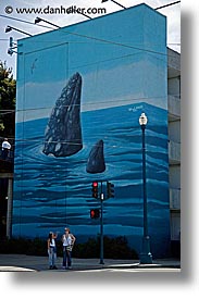 blues, california, murals, piers, san francisco, vertical, west coast, western usa, whale, photograph