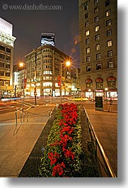 california, cityscapes, flowers, geary, long exposure, nite, powell, san francisco, union square, vertical, west coast, western usa, photograph