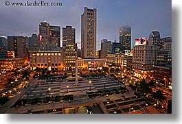 california, cityscapes, from, horizontal, long exposure, nite, san francisco, union square, west coast, western usa, photograph