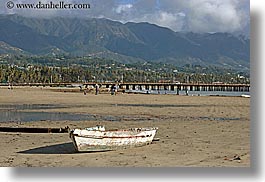 beaches, california, horizontal, mountains, rowboats, santa barbara, west coast, western usa, photograph