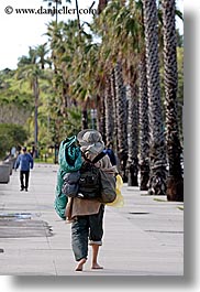 barefoot, california, hikers, people, santa barbara, sidewalks, vertical, west coast, western usa, photograph