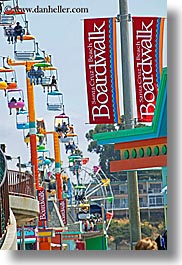 amusement park, banners, boardwalk, california, santa cruz, signs, vertical, west coast, western usa, photograph