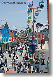 amusement park, banners, boardwalk, california, crowds, people, santa cruz, signs, vertical, west coast, western usa, photograph
