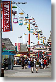 amusement park, banners, boardwalk, california, crowds, dipper, giants, people, santa cruz, signs, vertical, west coast, western usa, photograph