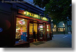 buildings, california, garden mall, grill, horizontal, nite, pizza, santa cruz, signs, slow exposure, stores, structures, west coast, western usa, photograph