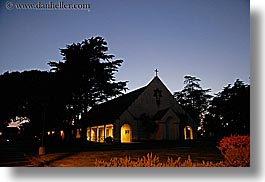 california, churches, dusk, horizontal, nature, plants, santa cruz, silhouettes, slow exposure, trees, west coast, western usa, photograph