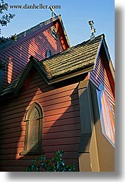 california, churches, perspective, red, santa cruz, upview, vertical, west coast, western usa, photograph