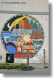 arts, california, meters, murals, paintings, parking, santa cruz, vertical, west coast, western usa, photograph