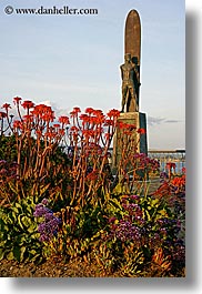 california, flowers, monument, santa cruz, surfers, vertical, west coast, western usa, photograph