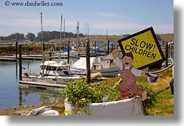 bodega bay, california, childrens, harbor, horizontal, signs, slow, sonoma, west coast, western usa, photograph