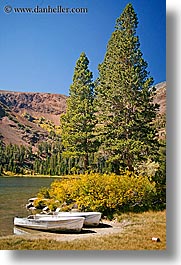 boats, california, fishing, lakes, trees, vertical, virginia lakes, west coast, western usa, photograph