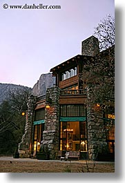 ahwahnee, buildings, california, dusk, historic, hotels, lights, slow exposure, structures, vertical, west coast, western usa, yosemite, photograph