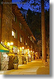 ahwahnee, buildings, california, hotels, lights, long exposure, nite, structures, vertical, west coast, western usa, yosemite, photograph