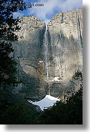 california, falls, nature, snow, trickle, vertical, water, waterfalls, weather, west coast, western usa, yosemite, yosemite falls, photograph