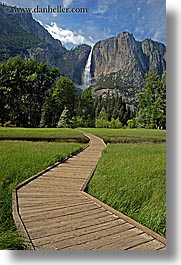 california, falls, nature, paths, planks, vertical, water, waterfalls, west coast, western usa, woods, yosemite, yosemite falls, photograph