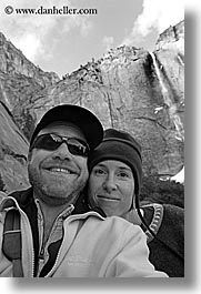 black and white, california, couples, dans, jills, people, vertical, west coast, western usa, womens, yosemite, photograph
