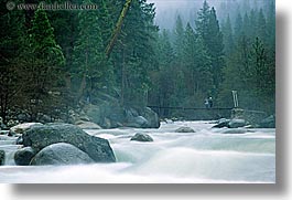 bridge, california, horizontal, mist, motion blur, nature, rivers, water, west coast, western usa, yosemite, photograph