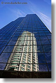 buildings, canada, reflections, vancouver, vertical, photograph