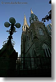 buildings, canada, churches, lamp posts, vancouver, vertical, photograph