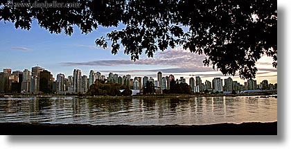 canada, cityscapes, horizontal, panoramic, reflections, vancouver, water, photograph