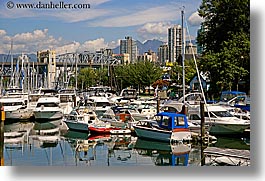 boats, bridge, canada, harbor, horizontal, vancouver, water, photograph