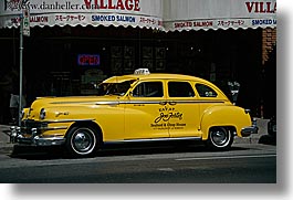 canada, horizontal, old, taxis, vancouver, yellow, photograph