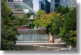canada, fountains, horizontal, stairs, vancouver, photograph
